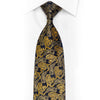 Roygen Rhinestone Silk Necktie Gold Paisley On Navy With Sparkles