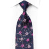 Rubinstein Strass-Seidenkrawatte mit Blumenmuster auf Blau und Glitzer