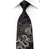 Smalto Herren-Krawatte aus Seide mit Strasssteinen, silberne Schriftrollen auf Schwarz mit silbernen Glitzern
