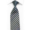 Silk Necktie Blue Black Checkered With Rhinestones & Sparkles