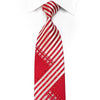 Aquascutum Men's Crystal Silk Tie Silver Red Striped With Silver Sparkles - San-Dee