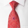 Aquascutum Men's Rhinestone Silk Necktie Anthemion On Red With Silver Sparkles - San-Dee