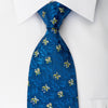 Aquascutum Silk Necktie Floral On Blue With Rhinestones - San-Dee