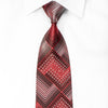 Armarichi Men's Crystal Rhinestone Neckties Black Red Chevron Design With Silver Sparkles - San-Dee
