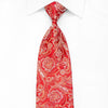 Arnold Palmer Men's Crystal Silk Necktie Acanthus On Red With Silver Sparkles - San-Dee