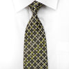 Arnold Palmer Men's Silk Rhinestone Tie Green Foulard On Black With Silver Sparkles - San-Dee