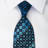 Arnold Palmer Rhinestone Silk Necktie Checkered On Blue With Silver Sparkles - San-Dee