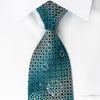 Arnold Palmer Silk Tie Turquoise Geometric On Blue With Turquoise Sparkles - San-Dee