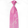 Austin Reed Men's Crystal Rhinestone Silk Necktie Scrolls On Pink With Silver Sparkles - San-Dee