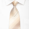 Austin Reed Men's Silk Necktie Brown Squares On Beige Sparkling With Rhinestones - San-Dee