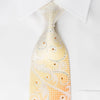 Austin Reed Men's Silk Rhinestone Necktie Scrolls On Orange With Silver Sparkles - San-Dee