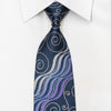 Austin Reed Men's Silk Rhinestone Necktie Scrolls & Waves On Blue With Sparkles - San-Dee
