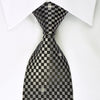 Austin Reed Rhinestone Silk Necktie Silver Black Checkered With Silver Sparkles - San-Dee
