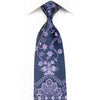 Avalon Men's Rhinestone Necktie Floral Damask On Navy With Sparkles - San-Dee