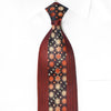 Avolio Rhinestone Silk Necktie Orange Geometric Design On Black - San-Dee