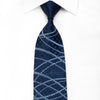 Basic Elle Men's Crystal Silk Necktie Waves On Blue With Silver Sparkles - San-Dee
