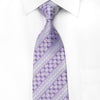 Beverly Hills Polo Club Men's Crystal Rhinestone Necktie Stripes Medallions On Mauve - San-Dee
