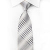 Blu Moon Men's Crystal Tie Silver Striped Trellis On White With Silver Sparkles - San-Dee