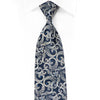 Bruno Baffi Men's Crystal Rhinestone Necktie Silver Scrolls On Blue With Silver Sparkles - San-Dee