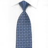 Bruno Baffi Men's Crystal Silk Necktie Silver Chain On Blue Sparkling With Rhinestones - San-Dee
