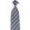 Bruno Baffi Men's Silk Necktie Silver Meander Striped On Blue Sparkling With Crystal Rhinestones - San-Dee