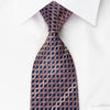 Bruno Baffi Silk Rhinestone Necktie Pink Waves On Blue With Silver Sparkles - San-Dee