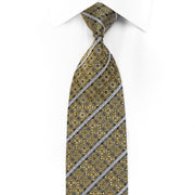 Cabrini Men's Crystal Tie Gold Cartouche Silver Striped On Navy With Gold Sparkles - San-Dee