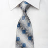 Cabrini Men's Silk Necktie Medallions On Silver Sparkling With Crystal Rhinestones - San-Dee