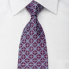 Cabrini Rhinestone Silk Necktie Blue Trellis On Purple With Silver Sparkles - San-Dee