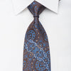 Caesars Silk Necktie Brown Anthemion On Blue Sparkling With Rhinestones - San-Dee