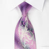 Caesars Silk Rhinestone Necktie Pink Silver Paisley Floral On Gray With Silver Sparkles - San-Dee
