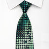 Charles Jourdan Men's Silk Tie Ovals On Dark Green Sparkling With Rhinestones - San-Dee