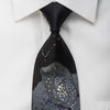 Charles Jourdan Rhinestone Silk Necktie Floral On Balck With Silver Sparkles - San-Dee