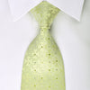 Chemeric Rhinestone Silk Necktie Damask On Lime Green With Silver Sparkles - San-Dee