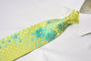 Christian Aujard Silk Rhinestone Tie Turquoise Floral On Lime Green With Silver Sparkles - San-Dee