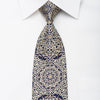 Countess Mara Mens Rhinestone Necktie Gold Arabesque On Navy Silk With Sparkles - San-Dee