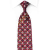 Countess Mara Men's Silk Necktie Silver Geometric On Burgundy With Sparkles - San-Dee