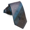 Countess Mara Men's Silk Rhinestone Tie Blue & Gold Geometric Design On Black - San-Dee