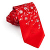Countess Mara Rhinestone Silk Neck Tie Floral Design On Red Classic 3 1/2 Inch - San-Dee
