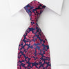Countess Mara Silk Necktie Purple Floral On Blue Sparkling With Rhinestones - San-Dee