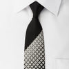Cravatte Skinny Tie With Rhinestones Geometric Silver On Black Silk With Silver Sparkles - San-Dee