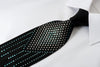Crocodile Black Silk Rhinestone Necktie Silver Geometric On 