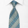 Crocodile Men's Crystal Necktie Blue Silver Striped With Sparkles - San-Dee