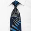 Crocodile Rhinestone Necktie Geometric On Blue Silk With Sparkles - San-Dee