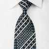 Crocodile Rhinestone Tie Stripes & Dots On Blue With Sparkles - San-Dee