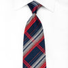 Daks Mens Crystal Silk Necktie Silver Red Striped On Blue With Silver Sparkles - San-Dee