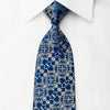 Daks Mens Rhinestone Necktie Blue geometric Floral On Gray 