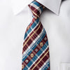 Daks Men’s Rhinestone Silk Necktie Blue Burgundy Plaid With 