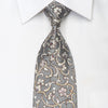 Daks Men’s Rhinestone Silk Necktie Floral On Silver With 