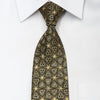 Daks Men's Rhinestone Silk Necktie Gold Trellis On Black With Gold Sparkles - San-Dee